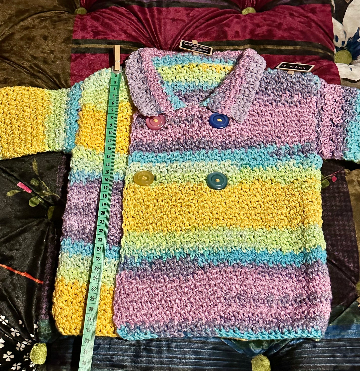 Baby - Hand Crocheted Cotton Jacket - approx 12 months