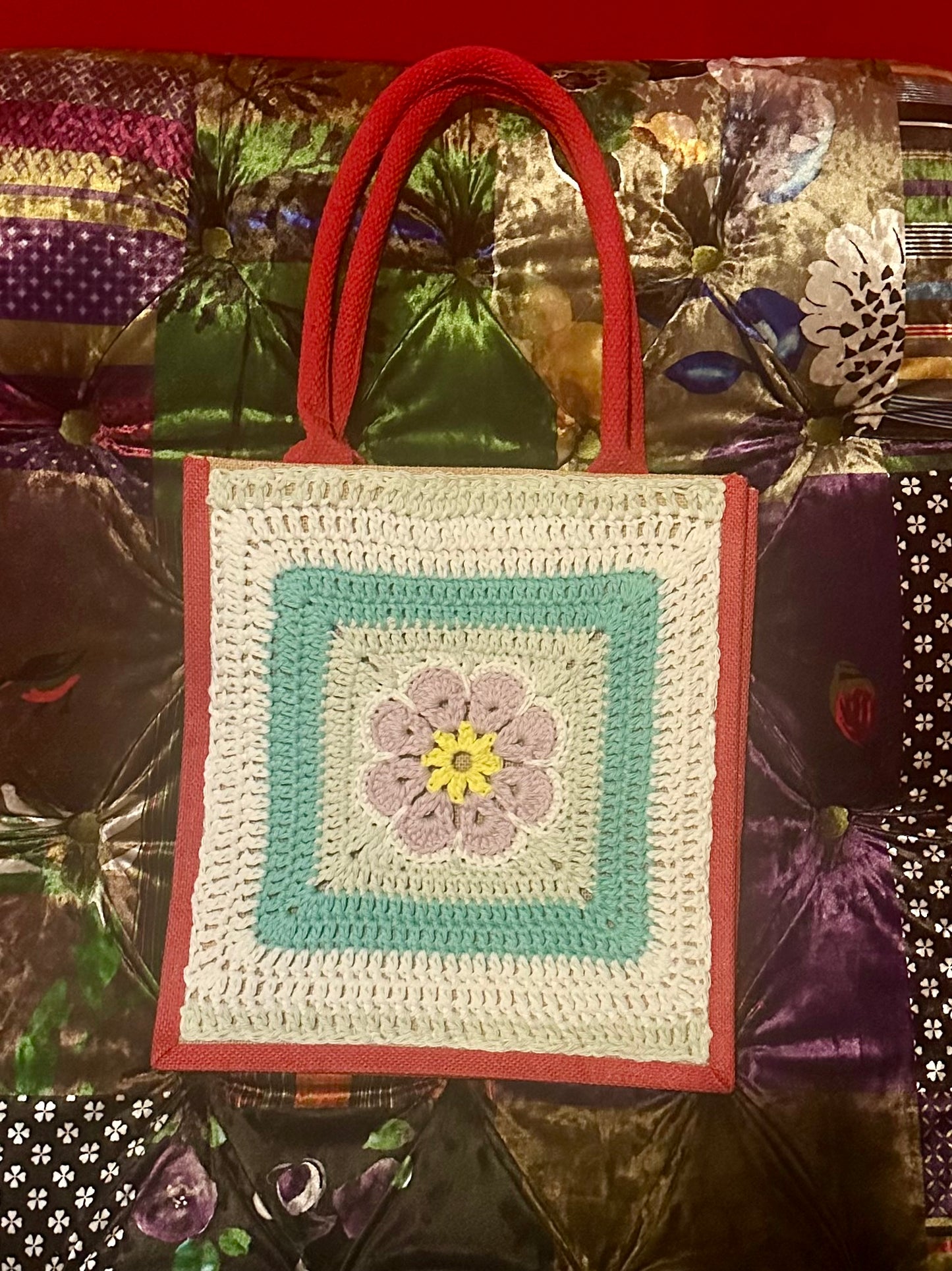 Granny Square Flower Tote - medium