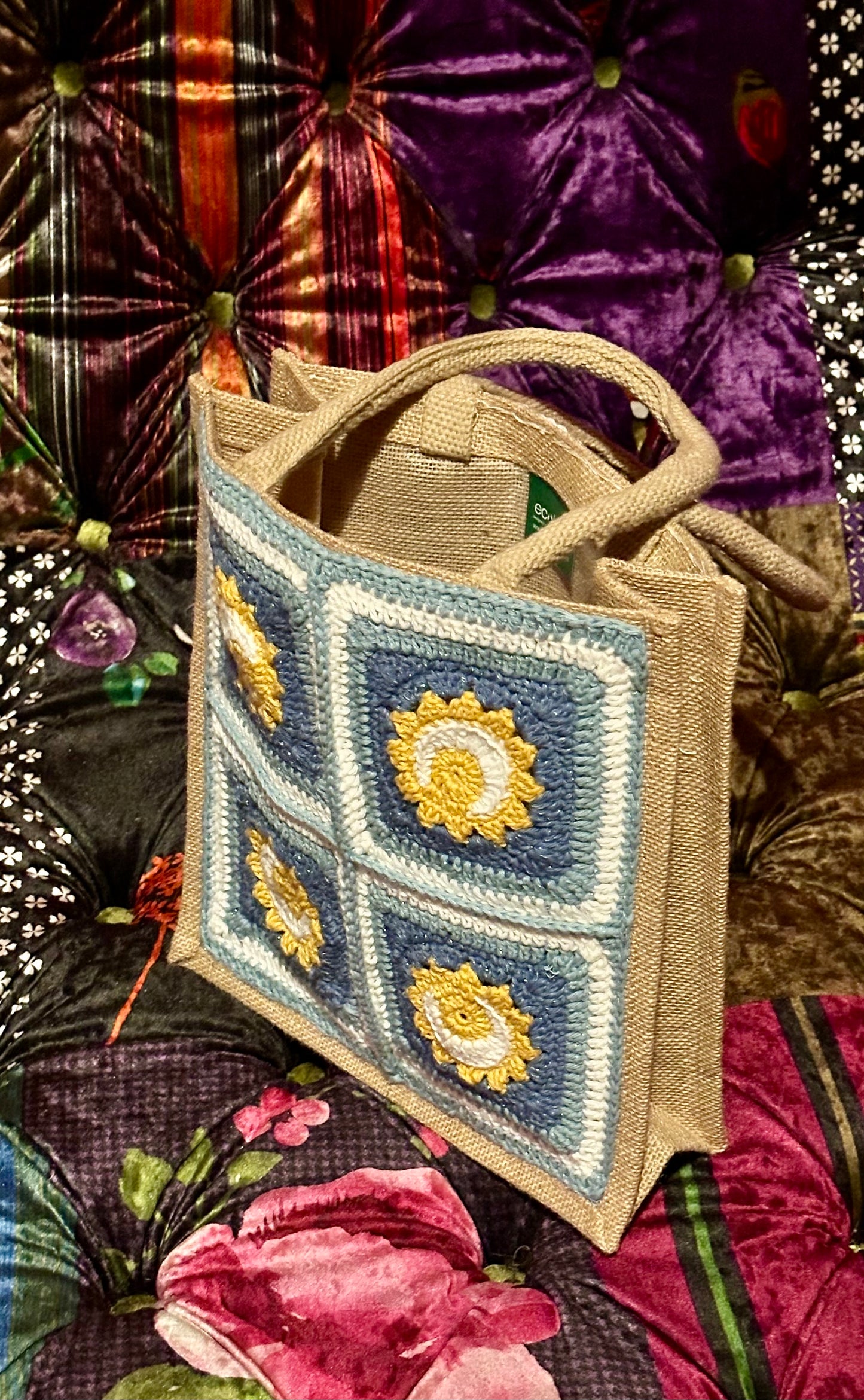 Granny Square Sun and Moon Tote - small