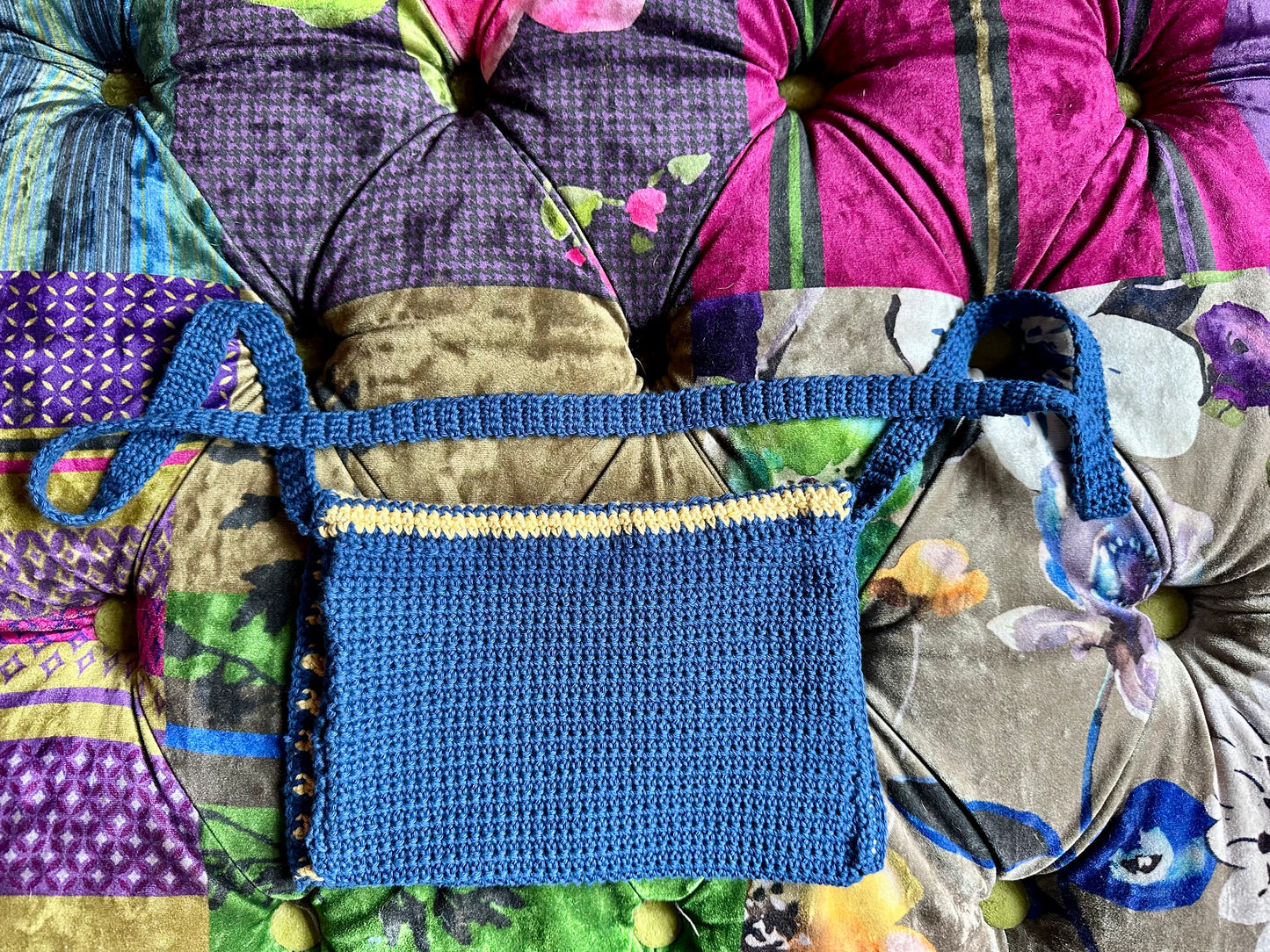 Mosaic Crochet Cross Body Bag - Hand Crocheted