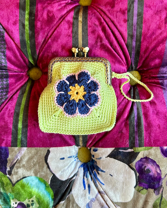 Granny Square Coin/Card Purse - Hand Crocheted