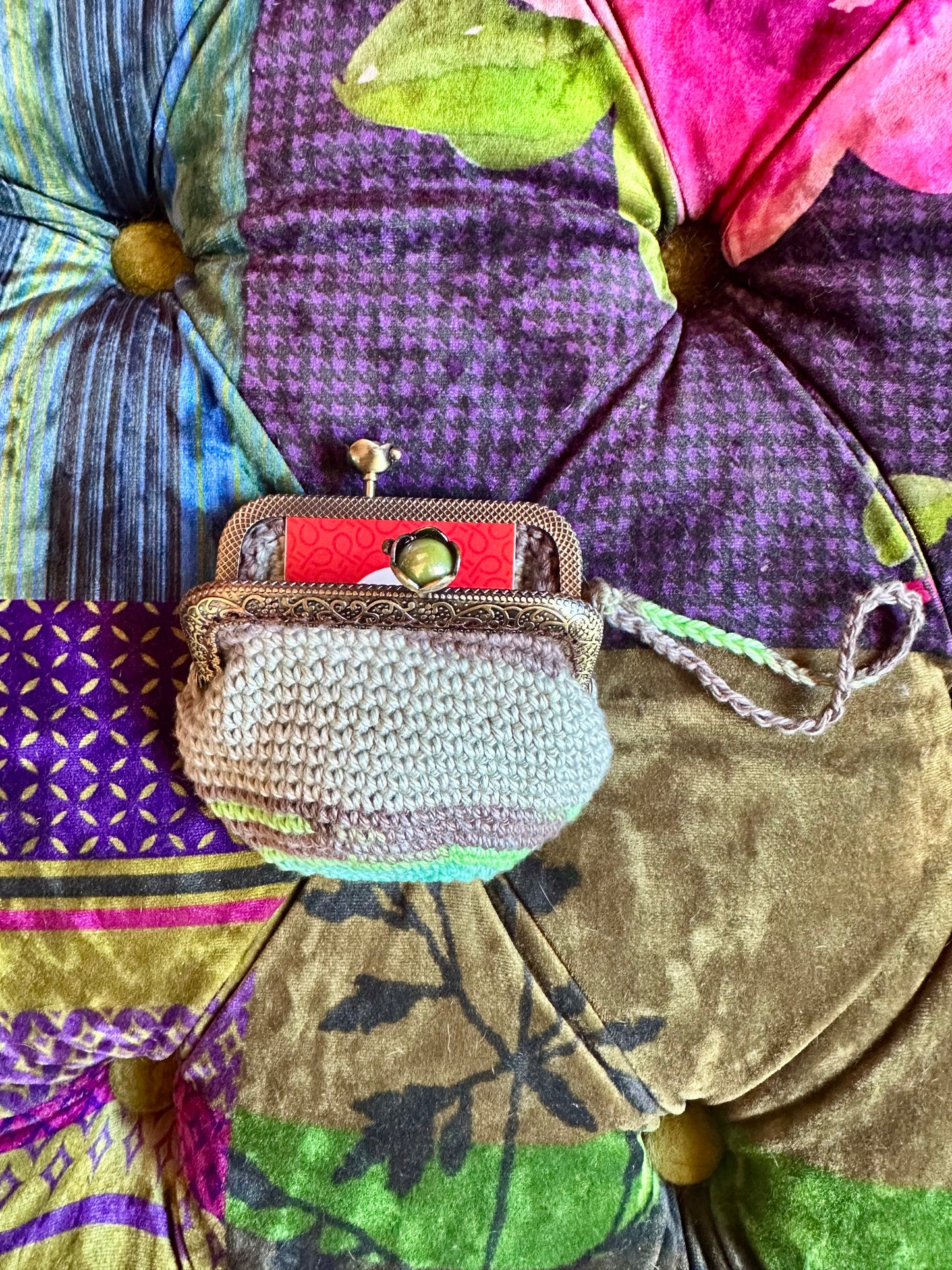 Hand Crocheted Coin/Card Purse