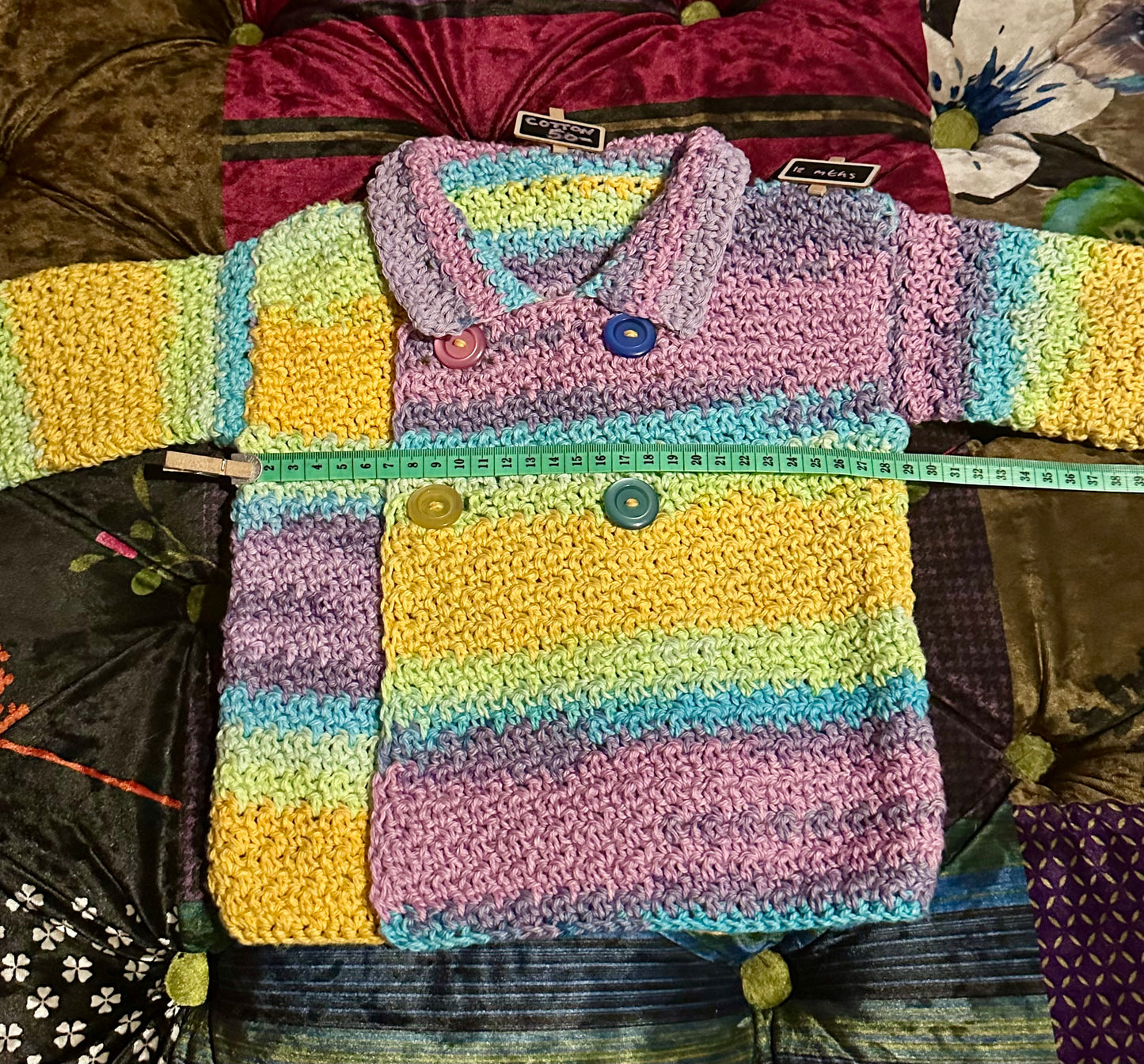 Hand Crocheted Cotton Jacket - approx 12 months