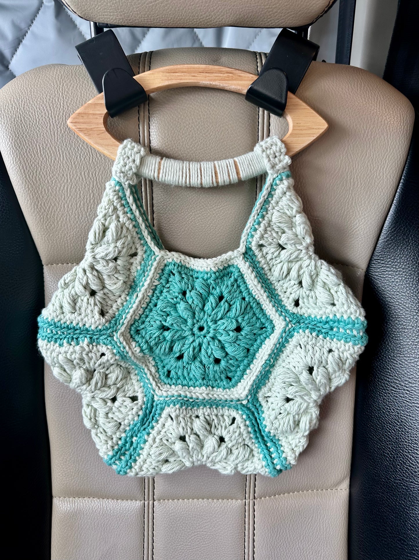 Granny Square Hexagon Handbag - Hand Crocheted